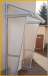 Vordach Aluminium mit zwei Seitenteilen wei